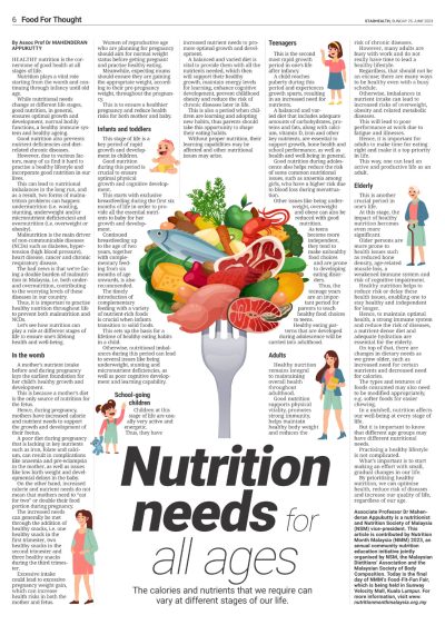 Nutrition Needs - StarHealth 25/06/2023